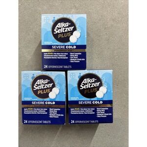 3 Pack 24 Tab ALKA-SELTZER PLUS Severe Cold Powerfast Fizz‎ Original Exp 01/2027